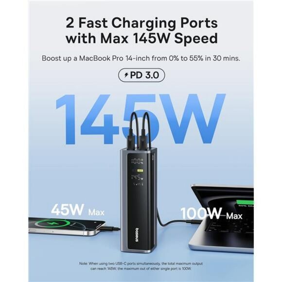 145W fast charging power bank 20800mAh portable laptop phone battery pack - Picture 2 of 7